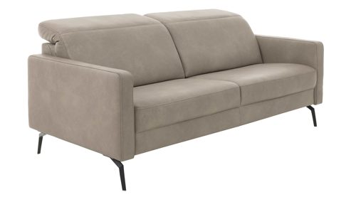 Zweisitzer Interliving aus Leder in Grau Interliving Sofa Serie 4065 – Zweisitzer 2KV kieselfarbenes Leder Cloudy gravel & schwarze Metallfüße – Länge ca. 180 cm