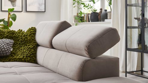 Ecksofa SOFAkultur aus Stoff in Hellgrau SOFAkultur Programm SK 745 2.0 - Ecksofa silberfarbener Bezug Velvet - Stellfläche ca.  276 x 219 cm