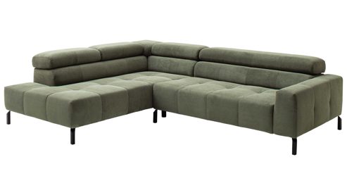 Ecksofa SOFAkultur aus Stoff in Grün SOFAkultur Programm SK 745 2.0 - Ecksofa olivfarbener Feincord - Stellfläche ca.  276 x 219 cm