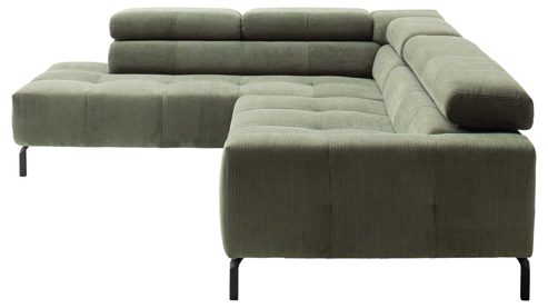 Ecksofa SOFAkultur aus Stoff in Grün SOFAkultur Programm SK 745 2.0 - Ecksofa olivfarbener Feincord - Stellfläche ca.  276 x 219 cm