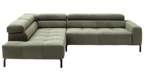 Ecksofa SOFAkultur aus Stoff in Grün SOFAkultur Programm SK 745 2.0 - Ecksofa olivfarbener Feincord - Stellfläche ca.  276 x 219 cm
