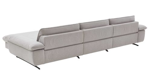 Ecksofa comfortmaster besser sitzen, liegen, leben aus Stoff in Hellgrau Comfortmaster Spektra 1488 - Relax-Wohnlandschaft mit vielen Funktionen hellgraues Flachgewebe Loop 02 jet – Stellfläche ca. 344 x 182 cm