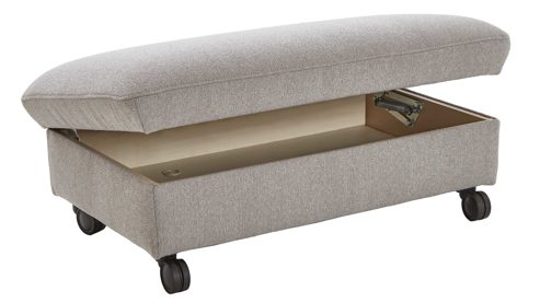 Polsterhocker comfortmaster besser sitzen, liegen, leben aus Stoff in Hellgrau Comfortmaster Spektra 1488 - Polsterhocker mit Rollen und Stauraum hellgraues Flachgewebe Loop 02 jet – ca. 113 x 70 cm