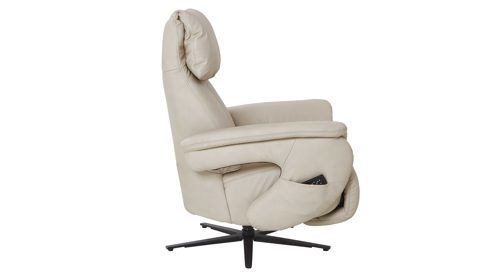 Relaxsessel comfortmaster besser sitzen, liegen, leben aus Leder in Weiß Comfortmaster 7304 - Easy-Swing-Sessel 52V klifffarbenes LongLife-Leder & anthrazitfarbener Sternfuß