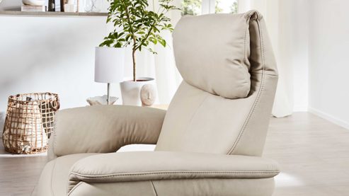 Relaxsessel comfortmaster besser sitzen, liegen, leben aus Leder in Weiß Comfortmaster 7304 - Easy-Swing-Sessel 52V klifffarbenes LongLife-Leder & anthrazitfarbener Sternfuß