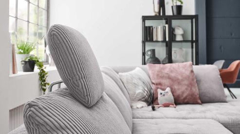 Kopfstütze Megapol aus Stoff in Grau Polsterprogramm VS-MP1028 - Comfort-Kopfstütze grauer Cordbezug - Länge ca. 44 cm