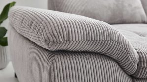 Ecksofa Megapol aus Stoff in Grau Polsterprogramm VS-MP1028 - Ecksofa grauer Breitcord & schwarze Metallfüße - Stellfläche ca. 306 x 197 cm