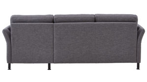 Ecksofa modulmaster aus Stoff in Grau Modulmaster MM-ZE1080 - Ecksofa mit Federkern stahlgraues Flachgewebe Unica & schwarze Metallfüße – Stellfläche ca. 232 x 168 cm