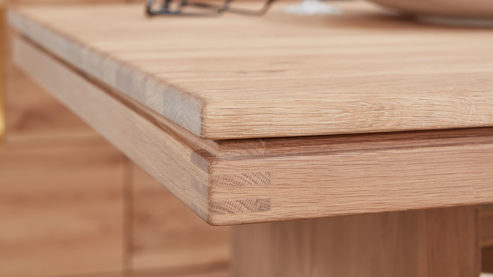 Esstisch Decker aus Holz in Holzfarben DECKER Volterra Plus - Massivholztisch bzw. Esstisch biancofarbene Wildeiche – ca. 140 x 90 cm