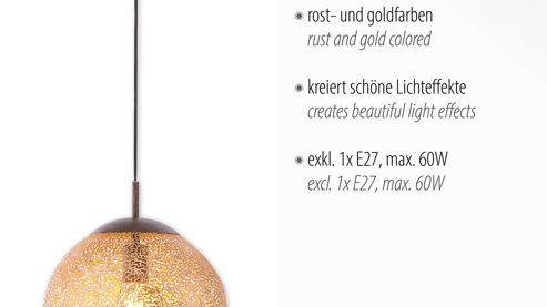 Pendelleuchte Paul neuhaus aus Metall in Metallfarben Paul Neuhaus Greta - Hängelampe rost- & goldfarbener Stahl – Durchmesser ca. 40 cm