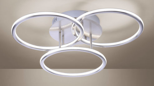 Deckenleuchte Paul neuhaus aus Metall in Metallfarben Paul Neuhaus Q®-NEVIO - Deckenlampe Stahl & weißes Acrylglas – Durchmesser ca. 56 cm