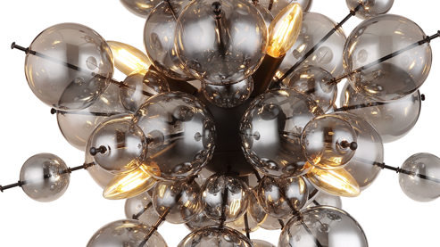 Pendelleuchte Globo lighting aus Glas in Schwarz GLOBO Hängeleuchte Udo rauchfarbenes Glas & Metall – Durchmesser ca. 55 cm