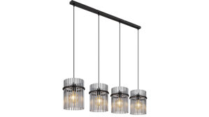 Pendelleuchte Globo lighting aus Glas in Schwarz GLOBO Hängeleuchte Gorley rauchfarbenes Glas & Metall – Länge ca. 110 cm