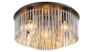 Deckenleuchte Globo lighting aus Glas in Schwarz GLOBO Deckenleuchte Gorley rauchfarbenes Glas & Metall – Breite ca. 50 cm