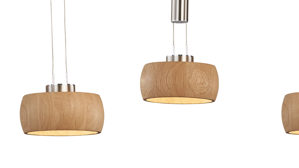 Pendelleuchte Fh fischer & honsel aus Holz in Holzfarben FH Hängelampe Shine-Wood Eiche & Nickelfarben - Länge ca. 100 cm