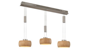 Pendelleuchte Fh fischer & honsel aus Holz in Holzfarben FH Hängelampe Shine-Wood Eiche & Nickelfarben - Länge ca. 100 cm