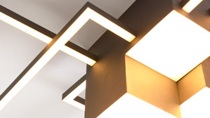 Deckenleuchte Interliving aus Holz in Schwarz Interliving Leuchten Serie 9348 - Deckenlampe schwarzes Metall - Länge ca. 110 cm