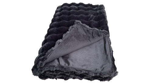 Wohndecke Done.® aus Stoff in Schwarz done.® Wohndecke Baloon schwarzes Kaninchen-Kunstfell - ca. 150 x 200 cm