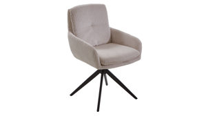 Vierfußstuhl Gutmann factory® aus Stoff in Hellgrau Armlehnstuhl Olmo mit Drehfunktion hellgrauer Cord & schwarzes Metall