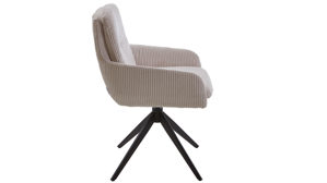 Vierfußstuhl Gutmann factory® aus Stoff in Hellgrau Armlehnstuhl Olmo mit Drehfunktion hellgrauer Cord & schwarzes Metall