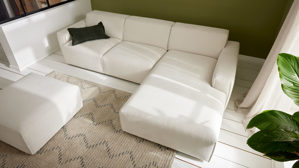 Ecksofa Roomio® aus Stoff in Weiß Roomio® No. 4100 - Ecksofa weißer Feincord - Stellfläche ca.  285 x 189 cm