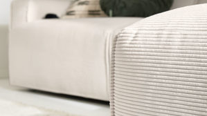 Ecksofa Roomio® aus Stoff in Weiß Roomio® No. 4100 - Ecksofa weißer Feincord - Stellfläche ca.  285 x 189 cm