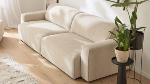 2,5-Sitzer Roomio® aus Stoff in Weiß Roomio® No. 4100 - 2,5-Sitzer champagnerfarbener Bezug Cosmopolitan - Länge ca. 204 cm