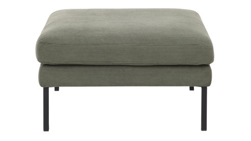 Polsterhocker Roomio® aus Stoff in Grün Roomio® No. 4101- XXL-Polsterhocker olivgrüner Feincord & schwarze Metallfüße 384 - ca. 80 x 80 cm