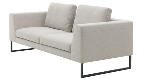 2,5-Sitzer Roomio® aus Stoff in Beige Roomio® No. 4101- 2,5-Sitzer sandfarbener Bezug Simply Clean & schwarze Kufenfüße 380 MK - Länge ca. 210 cm