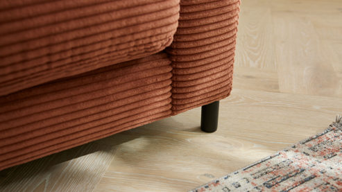 Zweisitzer Roomio® aus Stoff in Orange Roomio® No. 4103 - Zweisitzer rostfarbener Cord & Metallfüße 1116 MFSM - Länge ca.  194 cm