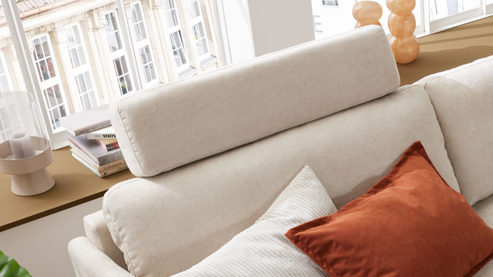 Kopfstütze Roomio® aus Stoff in Weiß Roomio® No. 4104 - Kopfstütze naturfarbener Strukturbezug Yelda - Breite ca. 70 cm