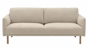 Zweisitzer Roomio® aus Stoff in Weiß Roomio® No. 4104 - Zweisitzer naturfarbener Strukturbezug Yelda & Holzfüße 1103 HFEG - Länge ca. 152 cm