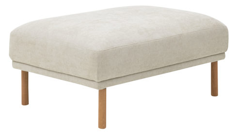 Polsterhocker Roomio® aus Stoff in Weiß Roomio® No. 4104 - XXL-Polsterhocker naturfarbener Strukturbezug Yelda & Holzfüße 1103 HFEG - ca.  100 x 70 cm