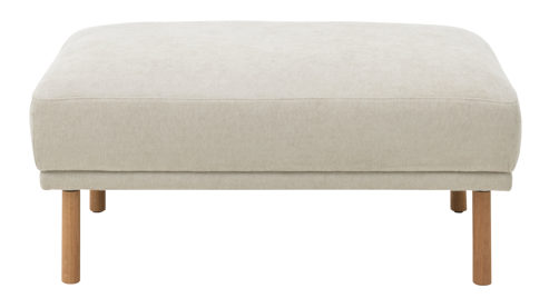 Polsterhocker Roomio® aus Stoff in Weiß Roomio® No. 4104 - XXL-Polsterhocker naturfarbener Strukturbezug Yelda & Holzfüße 1103 HFEG - ca.  100 x 70 cm