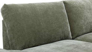 Ecksofa Roomio® aus Stoff in Grün Roomio® No. 4105 - Ecksofa schildkrötenfarbener Bezug Monty & schwarze Kufenfüße 256 MK - Stellfläche ca. 221 x 278 cm