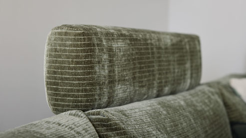 Kopfstütze Roomio® aus Stoff in Grün Roomio® No. 4105 - Kopfstütze schildkrötenfarbener Bezug Monty - Breite ca.  80 cm