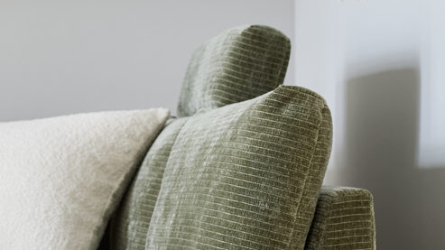 Kopfstütze Roomio® aus Stoff in Grün Roomio® No. 4105 - Kopfstütze schildkrötenfarbener Bezug Monty - Breite ca.  80 cm