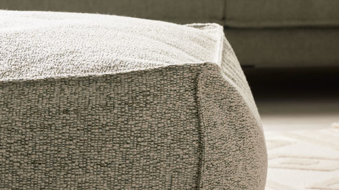 Polsterhocker Roomio® aus Stoff in Hellgrün Roomio® No. 4121 - Hocker schildkrötenfarben melierter Stoffbezug - ca. 86 x 86 cm