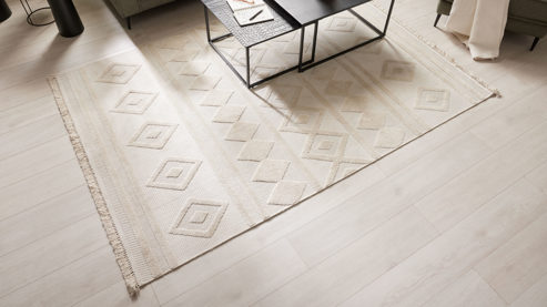 Webteppich Roomio® aus Kunstfaser in Weiß Roomio® Teppich No. 8304 cremefarbenes Rautenmuster - ca. 133 x 190 cm