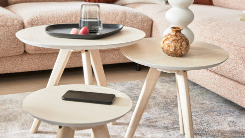 3-Satz-Tisch Roomio® aus Holz in Holzfarben Hell Roomio No. 2000 - Couchtisch-Set weiß gewaschene Esche - dreiteilig