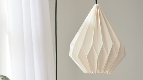 Pendelleuchte Roomio® aus Karton / Papier / Pappe in Weiß Roomio® Lampen No. 9808 - Hängelampe weißes Papier - Durchmesser ca. 45 cm