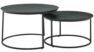 Couchtisch-Set Roomio® aus Holz in Schwarz Roomio No. 2001 - Couchtisch-Set schwarzes Mangoholz & schwarzes Metall - zweiteilig