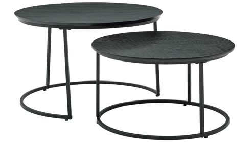 Couchtisch-Set Roomio® aus Holz in Schwarz Roomio No. 2001 - Couchtisch-Set schwarzes Mangoholz & schwarzes Metall - zweiteilig