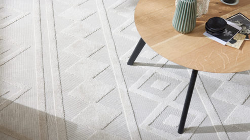 Webteppich Roomio® aus Kunstfaser in Beige Roomio® Teppich No. 8307 beiges Rautenmuster - ca. 133 x 190 cm