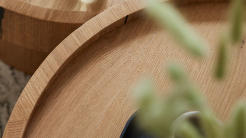 Couchtisch Roomio® aus Holz in Holzfarben Roomio No. 2002 - Couchtisch Eichenholzfurnier - Durchmesser ca.  72 cm