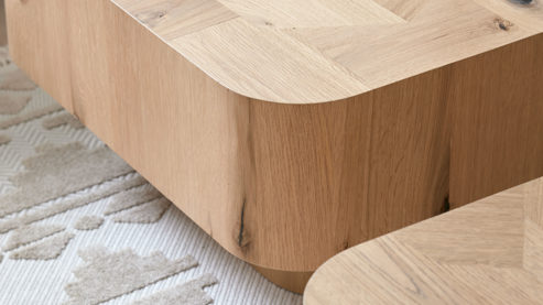 Couchtisch Roomio® aus Holz in Holzfarben Roomio No. 2002 - Couchtisch Eichefurnier - ca. 70 x 70 cm