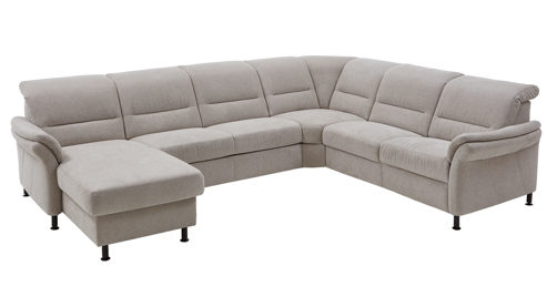 Ecksofa modulmaster aus Stoff in Beige Modulmaster MM-ZE1148 - Wohnlandschaft ecrufarbenes Flachgewebe Cyber & Fuß Z002-M01 - Stellfläche ca. 336 x 268 cm
