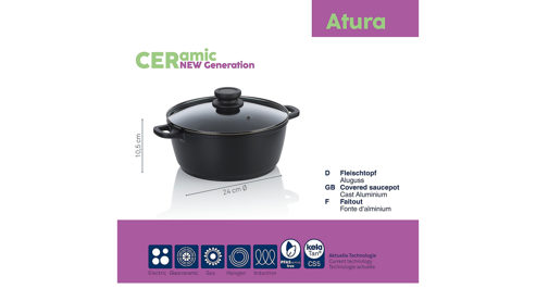 Fleischtopf Kela | keck & lang aus Metall in Schwarz Fleischtopf Atura Schwarz & Glas - Durchmesser ca. 24 cm