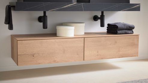 Unterschrank Interliving aus Holz in Holzfarben Interliving Bad Serie 7198 – Unterschrank-Set Eiche Sierra - zwei Schubladen, Länge ca. 160 cm