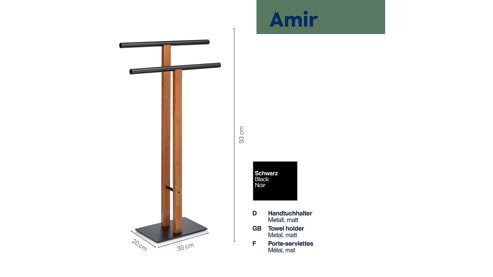 Handtuchhalter Kela | keck & lang aus Metall in Schwarz kela Handtuchhalter Amir Schwarz - ca. 50 x 93 cm